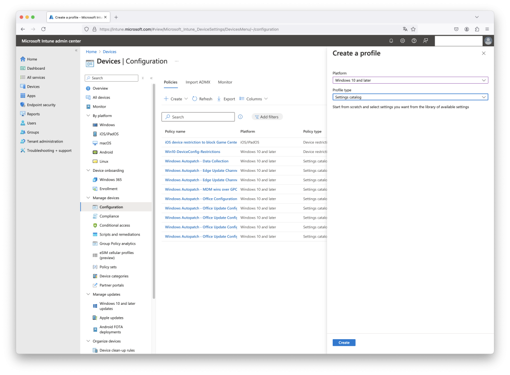 Declutter EndPoint New Policy Profile