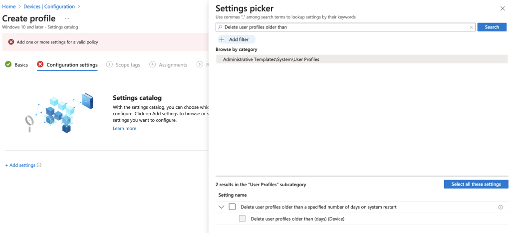 Declutter EndPoint New Policy Profile