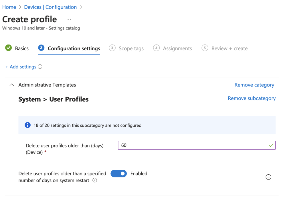 Declutter EndPoint New Policy Profile