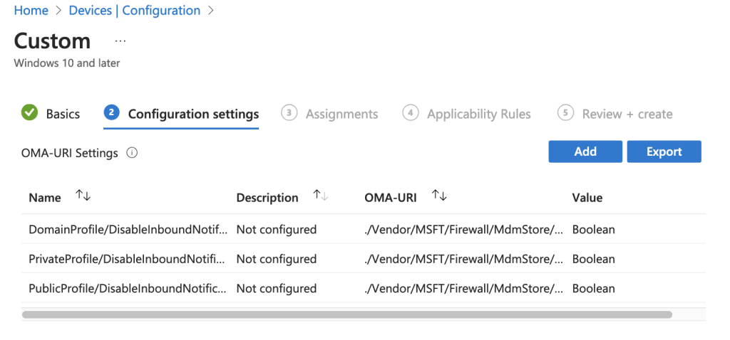 Disable Firewall and Network Protection Notifications with Microsoft Intune