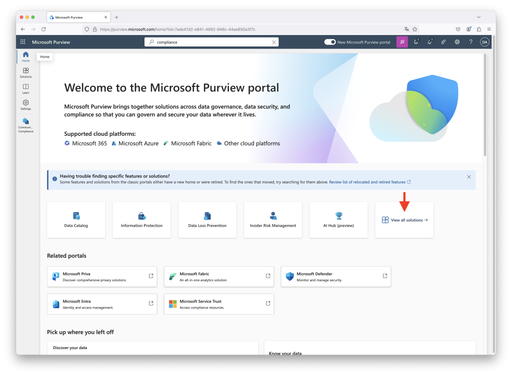 Welcome to the Microsoft Purview Portal