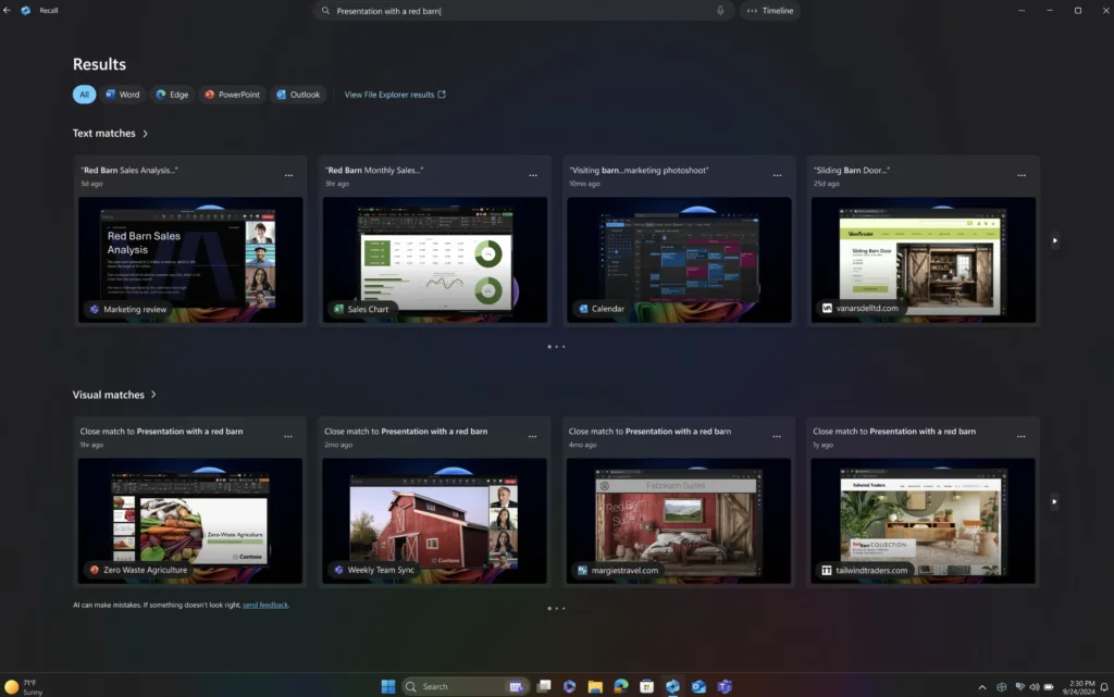 Windows Recall Search