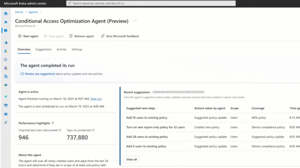 Conditional Access Optimization Agent