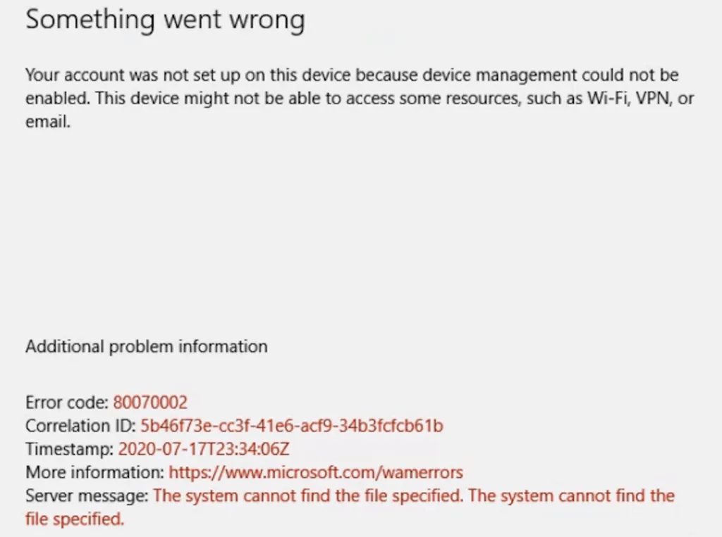 Intune error
