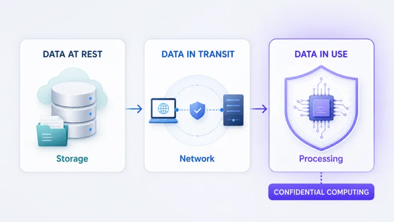 Confidential computing: data at rest, in transit and in use