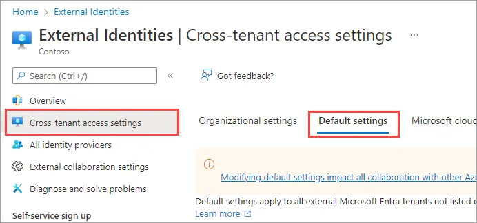 Microsoft Entra cross tenant access default settings for tenant restrictions